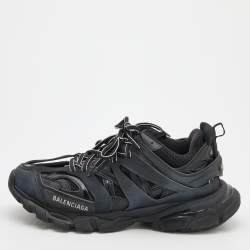 Balenciaga Black Synthetic Leather And Mesh Track Low Top