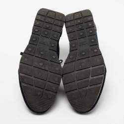 Pre Owned حذاء رياضي بالنسياغا ريس رونر جلد وشبك أزرق/أسود بعنق منخفض مقاس 43