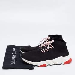 Pre Owned Balenciaga Black Knit Fabric Speed Lace Up Sneakers Size 41