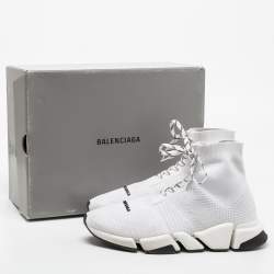 Balenciaga White Knit Fabric Speed Sneakers Size 45