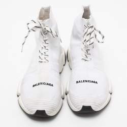 Balenciaga White Knit Fabric Speed Sneakers Size 45