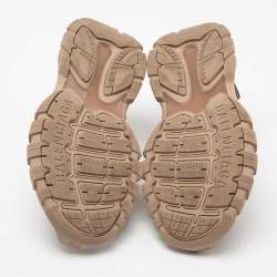 Pre Owned Balenciaga Light Brown Rubber and Leather Track Strap Sandals Size 42