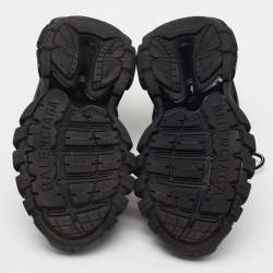 Pre Owned Balenciaga Black Leather And Mesh Track Sneakers Size 40