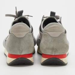 مملوكة مسبقًا حذاء رياضي بالنسياغا جلد وقماش تريكو رصاصي ريس رانر عنق منخفض مقاس 45