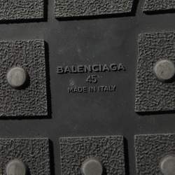 مملوكة مسبقًا حذاء رياضي بالنسياغا جلد وقماش تريكو رصاصي ريس رانر عنق منخفض مقاس 45