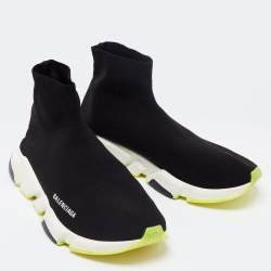 Pre Owned حذاء رياضي بالنسياغا سبيد 2.0 قماش تريكو أسود بعنق طويل مقاس 45