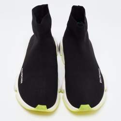 Pre Owned حذاء رياضي بالنسياغا سبيد 2.0 قماش تريكو أسود بعنق طويل مقاس 45