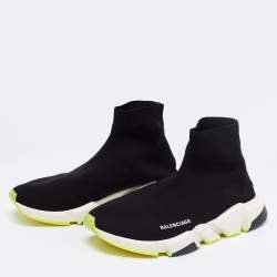 Pre Owned حذاء رياضي بالنسياغا سبيد 2.0 قماش تريكو أسود بعنق طويل مقاس 45