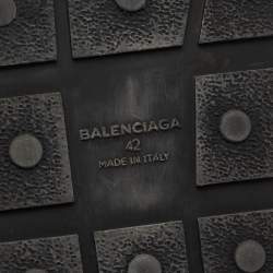 Pre Owned Balenciaga Black Leather and Mesh Race Runner Low-Top Sneakers Size 42   