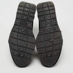 Pre Owned Balenciaga Black Leather and Mesh Race Runner Low-Top Sneakers Size 42   