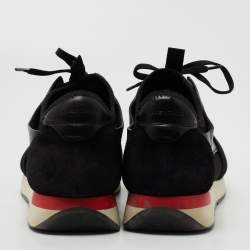 Pre Owned Balenciaga Black Leather and Mesh Race Runner Low-Top Sneakers Size 42   