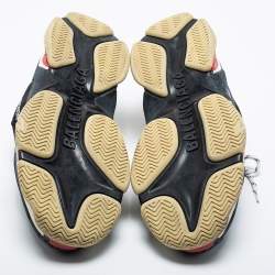 Pre Owned Balenciaga Black Leather And Mesh Triple S Sneakers Size 46