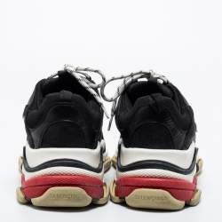 Pre Owned Balenciaga Black Leather And Mesh Triple S Sneakers Size 46