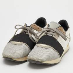 Pre Owned Balenciaga Tri-Color Mesh, Fabric And Leather Race Runner Low Top Sneakers Size 43
