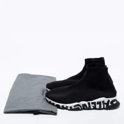 Pre Owned Balenciaga Black Knit Fabric Socks Speed Sneakers Size 42