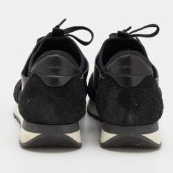 Pre Owned Balenciaga Black Mesh and Leather Race Runner Sneakers Size 42