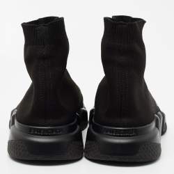 Pre Owned Balenciaga Black Knit Fabric Speed Trainer Sneakers Size 42