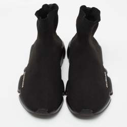 Pre Owned Balenciaga Black Knit Fabric Speed Trainer Sneakers Size 42
