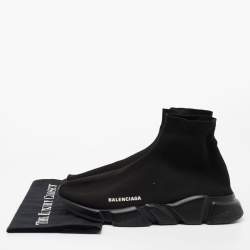 Pre Owned Balenciaga Black Knit Fabric Speed Trainer Sneakers Size 42