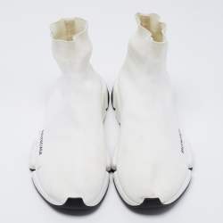 Balenciaga White Knit Fabric Speed Trainer Sneakers Size 44