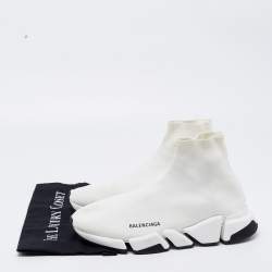 Balenciaga White Knit Fabric Speed Trainer Sneakers Size 44