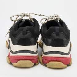 مملوكة مسبقًا Balenciaga Black Leather and Mesh Triple S Sneakers Size 46