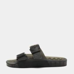 Pre Owned Balenciaga Dark Grey Rubber Slides Size 44