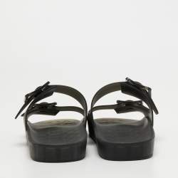 Pre Owned Balenciaga Dark Grey Rubber Slides Size 44
