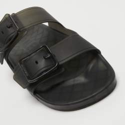 Pre Owned Balenciaga Dark Grey Rubber Slides Size 44
