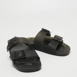 Pre Owned Balenciaga Dark Grey Rubber Slides Size 44