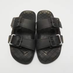 Pre Owned Balenciaga Dark Grey Rubber Slides Size 44