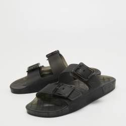 Pre Owned Balenciaga Dark Grey Rubber Slides Size 44