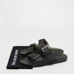 Pre Owned Balenciaga Dark Grey Rubber Slides Size 44