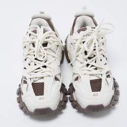 مملوكة مسبقًا Balenciaga White/Brown Leather  and Fabric Track Sneakers Size 40 