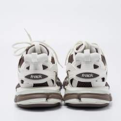 مملوكة مسبقًا Balenciaga White/Brown Leather  and Fabric Track Sneakers Size 40 