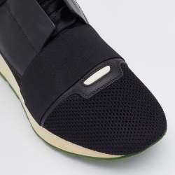 Balenciaga Black Leather and Mesh Race Runner Low Top Sneakers Size 42