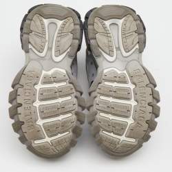 Pre Owned Balenciaga Grey/White Mesh and Synthetic Leather Track Low Top Sneakers Size 39