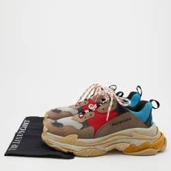 Pre Owned Balenciaga Multicolor Leather and Mesh Triple S Low Top Sneakers Size 42