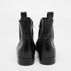 Pre Owned Balenciaga Black Leather Ankle Length Boots Size 42
