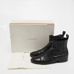 Pre Owned Balenciaga Black Leather Ankle Length Boots Size 42