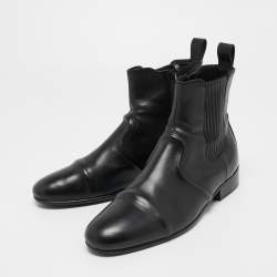 Pre Owned Balenciaga Black Leather Ankle Length Boots Size 42
