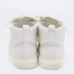Pre Owned Balenciaga White Crinkled Leather Arena High Top Sneakers Size 40