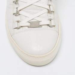 Pre Owned Balenciaga White Crinkled Leather Arena High Top Sneakers Size 40