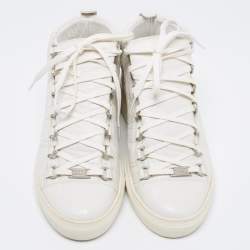 Pre Owned Balenciaga White Crinkled Leather Arena High Top Sneakers Size 40