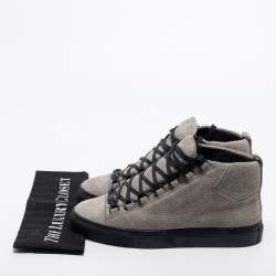 Pre Owned Balenciaga Grey Suede Arena High Top Sneakers Size 39