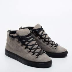Pre Owned Balenciaga Grey Suede Arena High Top Sneakers Size 39