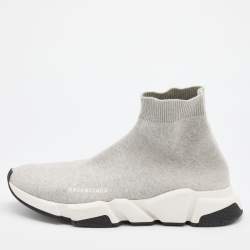 Pre Owned Balenciaga Grey Knit Fabric Speed 2.0 Slip On Sneakers Size 42