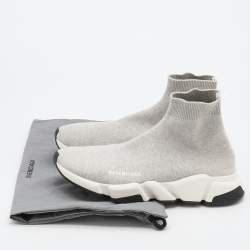 Pre Owned Balenciaga Grey Knit Fabric Speed 2.0 Slip On Sneakers Size 42