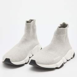 Pre Owned Balenciaga Grey Knit Fabric Speed 2.0 Slip On Sneakers Size 42
