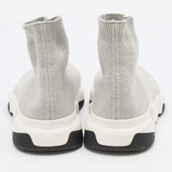 Pre Owned Balenciaga Grey Knit Fabric Speed 2.0 Slip On Sneakers Size 42